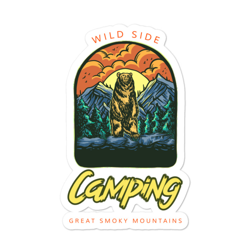 Wild Side of Camping Great Smoky Mountains Bear Bubble-free stickers